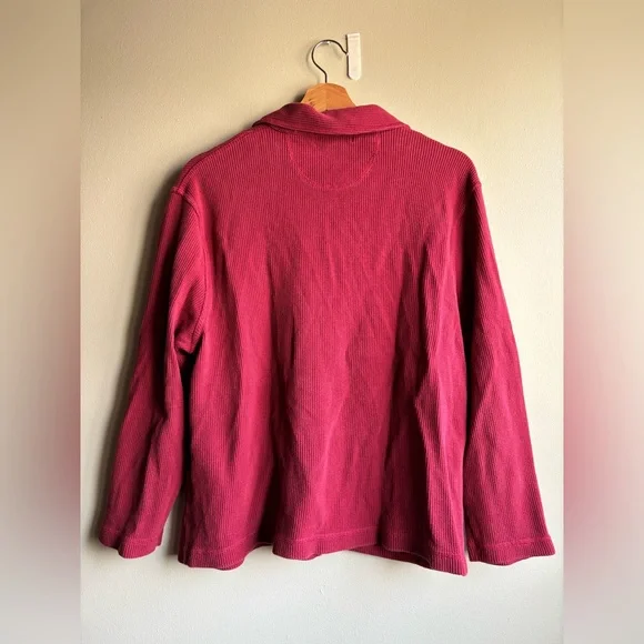 cleo Raspberry Knit Button-Up Collared Cardigan - Picture 2 of 4